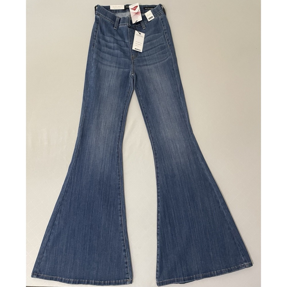 NWT Judy Blue Pull On Super Stretch Medium Wash Flare Bell Bottom Jeans‎ 1/25